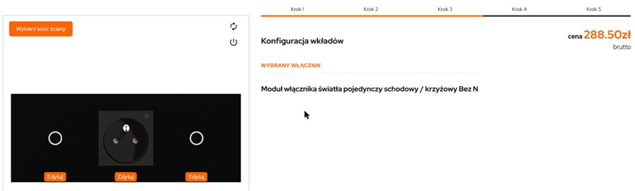 Konfigurator: złożony panel z trzema modułami