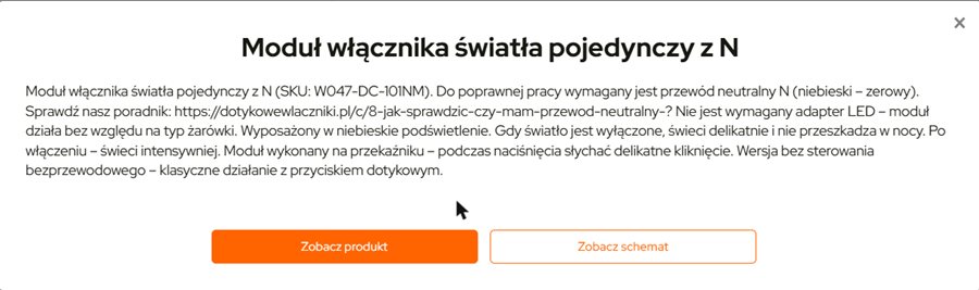 Konfigurator: okno Więcej informacji z opisem modułu