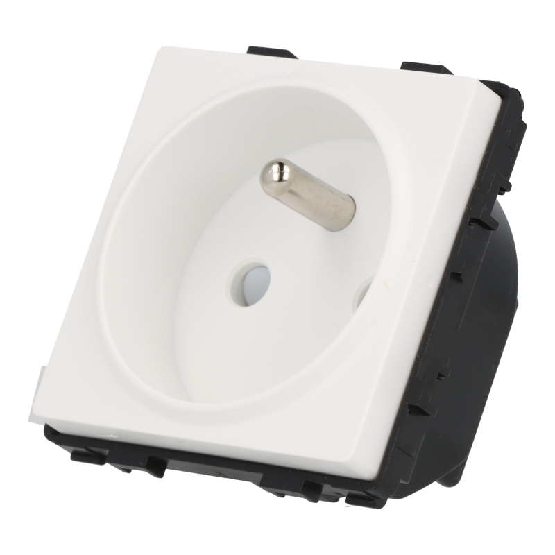 Moduł gniazda elektrycznego z bolcem 230V pojedynczy biały