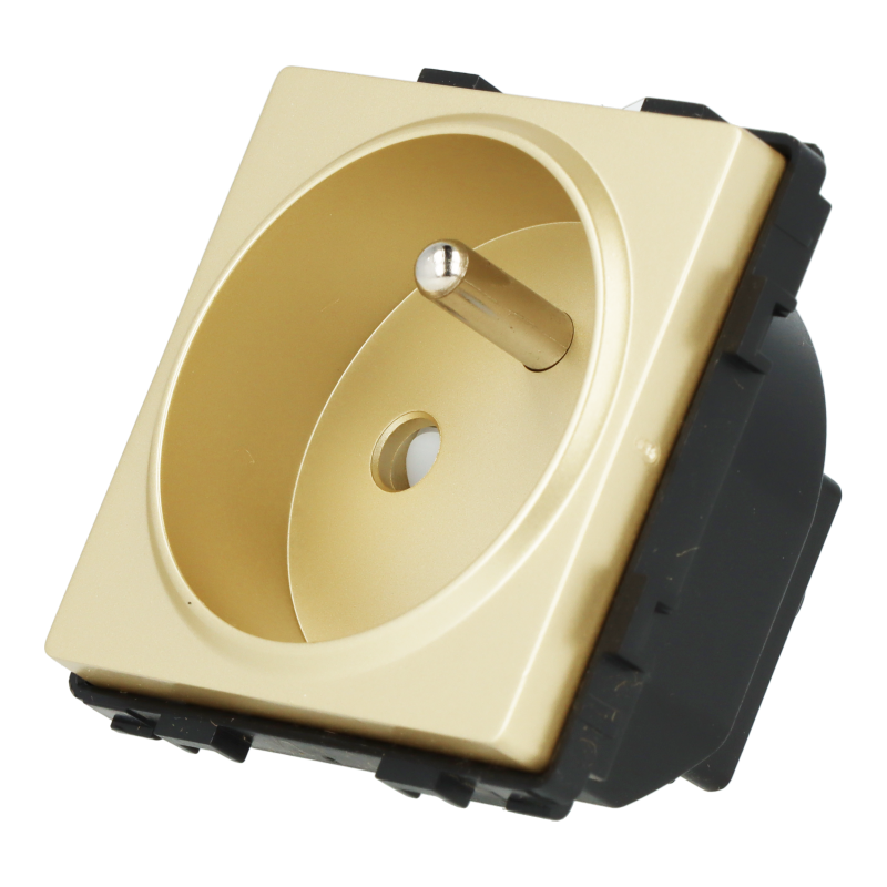 Moduł gniazda elektrycznego z bolcem 230V pojedynczy złoty