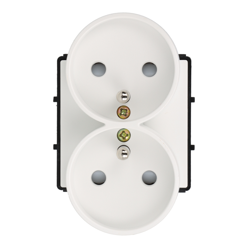 Moduł gniazda elektrycznego z bolcem 230V podwójny biały