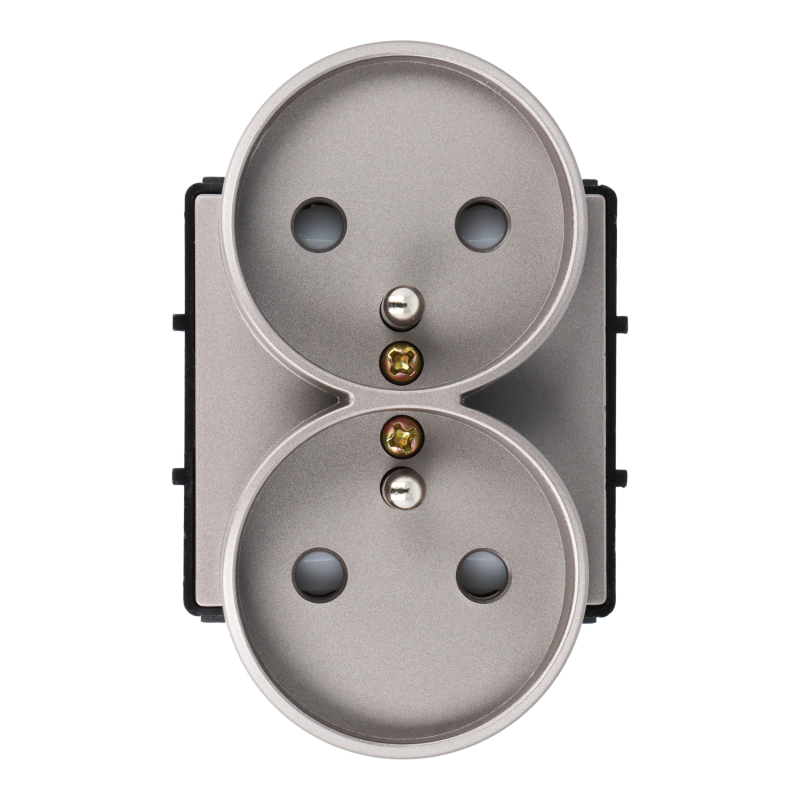 Moduł gniazda elektrycznego z bolcem 230V podwójny szary