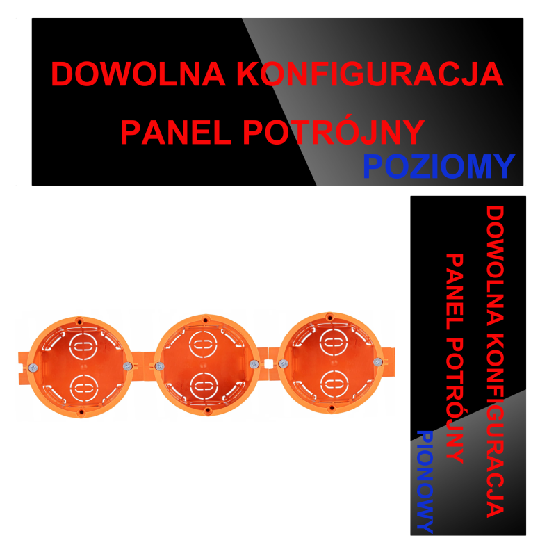 Panel Szklany Potrójny Na 3 Puszki 0G0G0G Czarny DC Smart Home