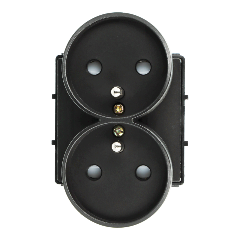 Moduł gniazda elektrycznego z bolcem 230V podwójny czarny