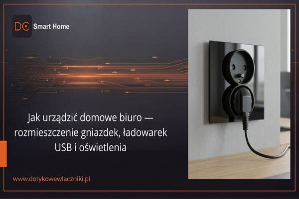 Jak urządzić domowe biuro? Rozmieszczenie gniazdek, ładowarek USB i oświetlenia